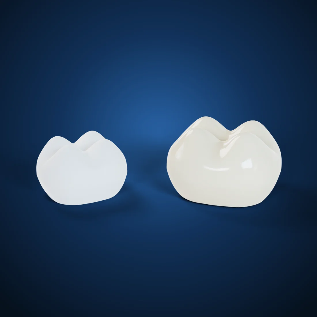 Layered zirconia crowns (PFZ) (3D render)